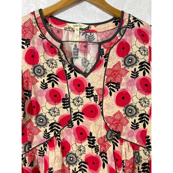 Matilda Jane Tunic Small Pink Black Tan Floral Long Sleeve Ruffle - Picture 5 of 10